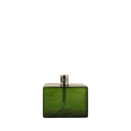 Lampe à huile verre soufflé vert 7cm unique | Hashtag Déco