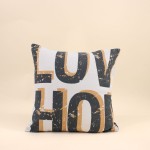 Coussin imprimé love home en coton beige 45x45cm | Hashtag Déco
