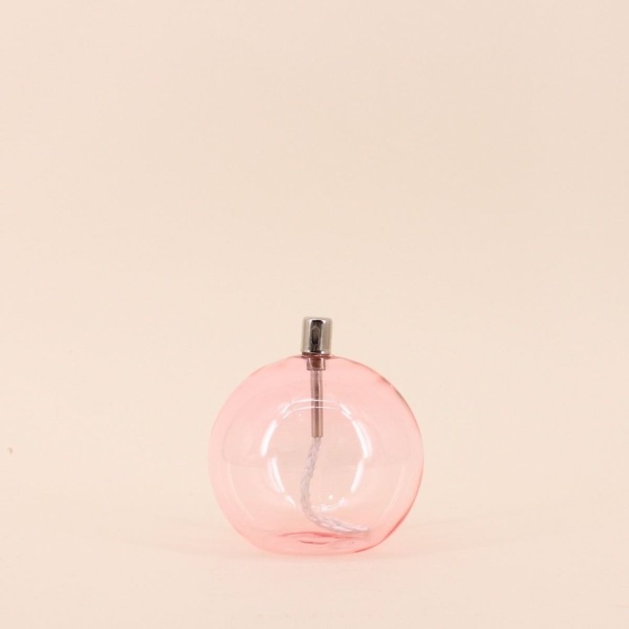 Lampe à huile verre soufflé rose 11cm | Hashtag Déco