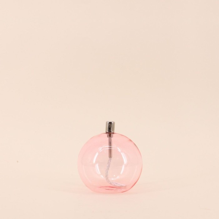 Lampe à huile en verre rose soufflé | Hashtag Déco