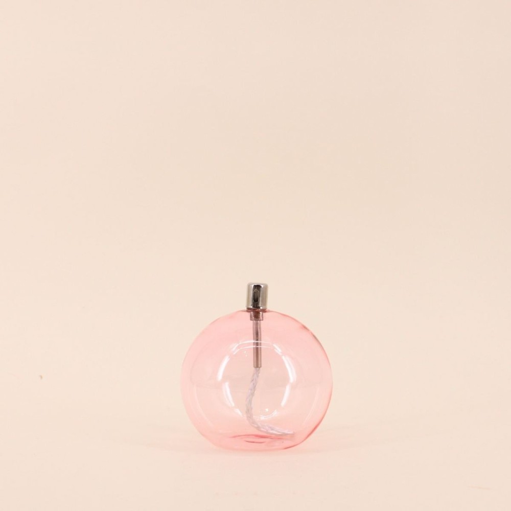 Lampe à huile en verre rose soufflé | Hashtag Déco