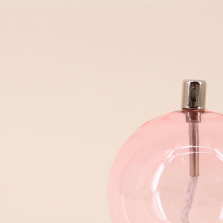 Lampe à huile verre rose soufflé - charme assuré | Hashtag Déco