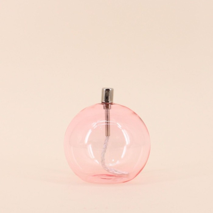 Lampe à huile verre rose soufflé - charme assuré | Hashtag Déco