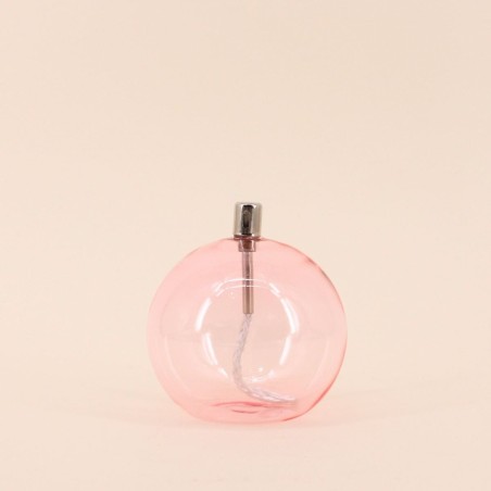 Lampe à huile verre rose soufflé - charme assuré | Hashtag Déco