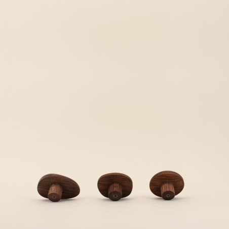 Set de 3 patères bois foncé galet élégant | Hashtag Déco