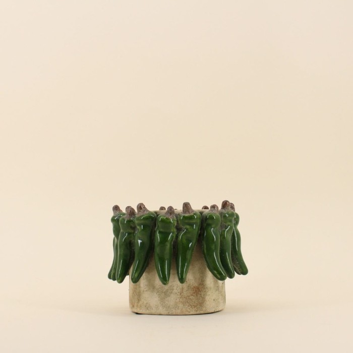 Cache pot céramique piments relief 16cm | Hashtag Déco