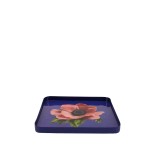 Plateau métal laqué violet motif floral | Hashtag Déco