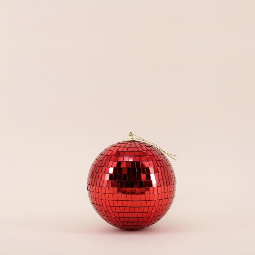 Boule à facettes 15cm plastique rouge | Hashtag Déco