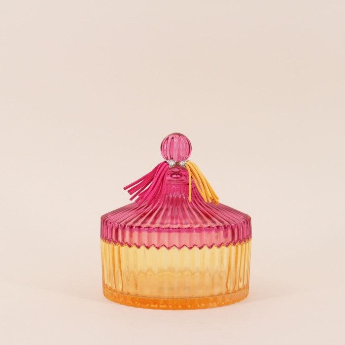 Boîte en verre coloré strié 14x15cm | Hashtag Déco