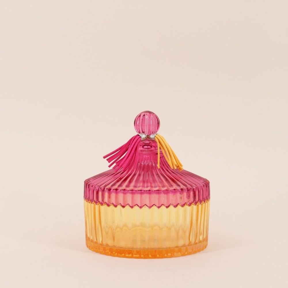 Boîte en verre coloré strié 14x15cm | Hashtag Déco