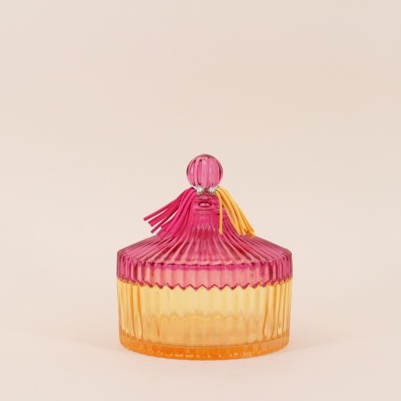 Boîte en verre coloré strié 14x15cm | Hashtag Déco
