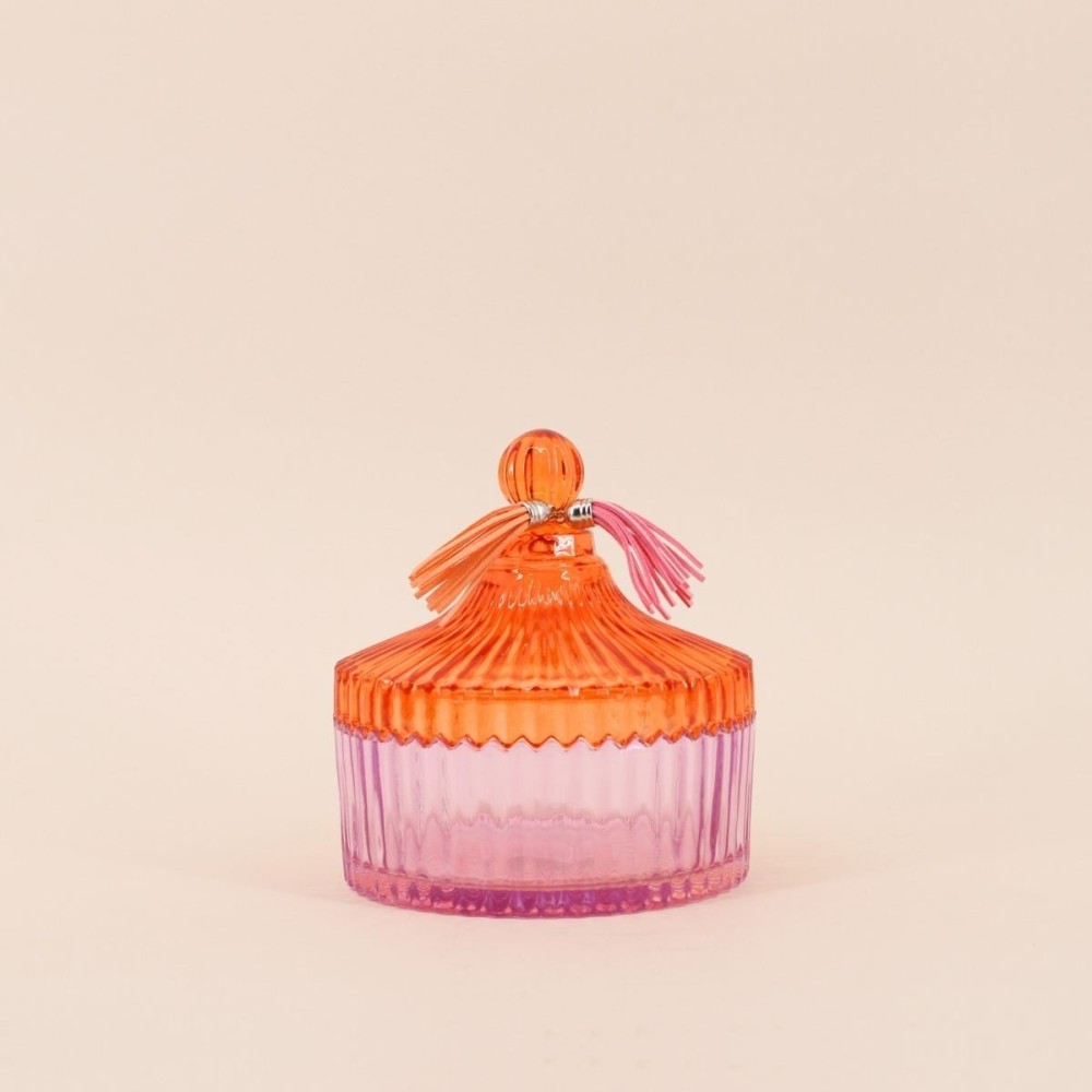 Boîte en verre coloré strié 14x15cm | Hashtag Déco