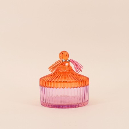 Boîte en verre coloré strié 14x15cm | Hashtag Déco