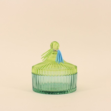 Boîte en verre coloré strié 14x15cm | Hashtag Déco