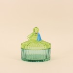 Boîte en verre coloré strié 14x15cm | Hashtag Déco