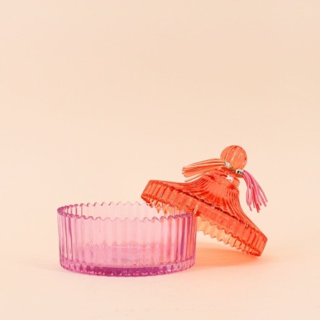 Boîte en verre coloré strié 14x15cm | Hashtag Déco