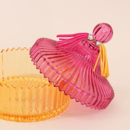 Boîte en verre coloré strié 14x15cm | Hashtag Déco