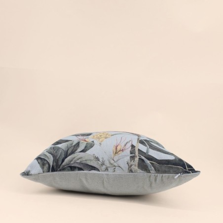Coussin imprimé floral coton bleu 45x45 cm | Hashtag Déco