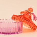 Boîte en verre coloré strié 14x15cm | Hashtag Déco