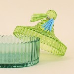 Boîte en verre coloré strié 14x15cm | Hashtag Déco