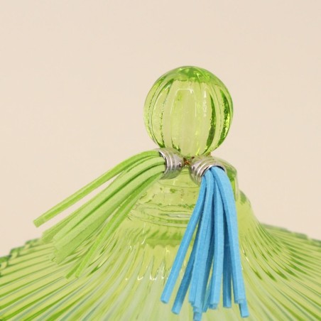 Boîte en verre coloré strié 14x15cm | Hashtag Déco