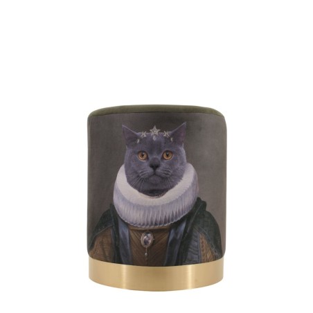 Pouf en velours vert "Queen of cats" | Hashtag Déco