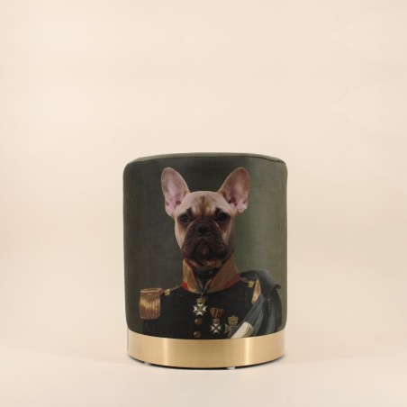 Pouf en velours vert "King of dogs" 37cm | Hashtag Déco
