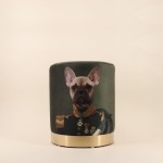 Pouf en velours vert "King of dogs" 37cm | Hashtag Déco