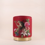 Pouf velours rouge imprimé Funky Monkey 37cm | Hashtag Déco
