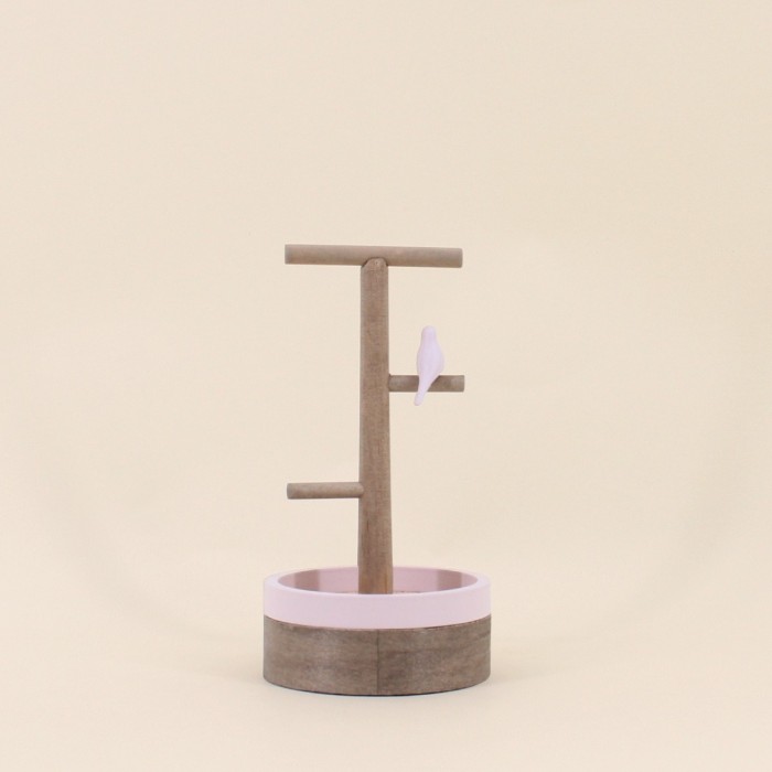 Porte bijoux en bois rose 24cm | Hashtag Déco