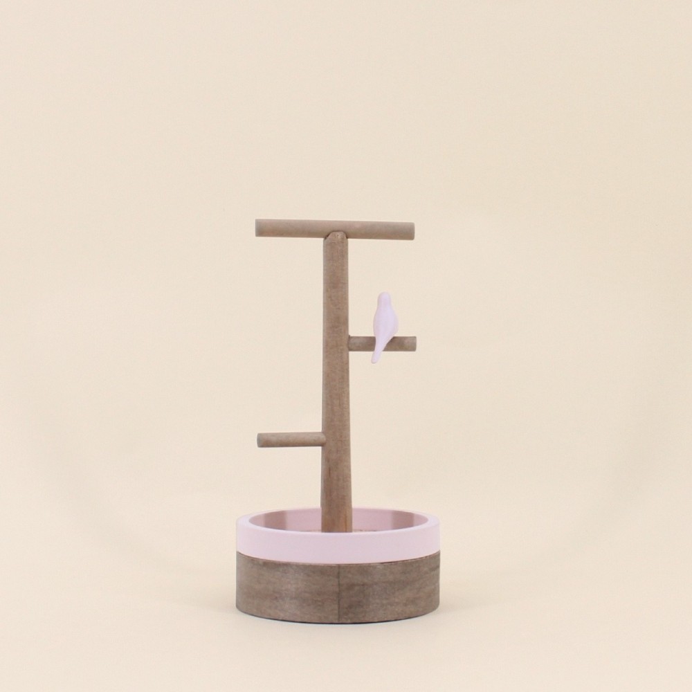 Porte bijoux en bois rose 24cm | Hashtag Déco