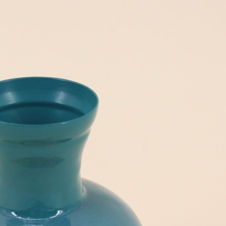 Vase métal turquoise fleuri h13,5cm | Hashtag Déco