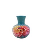 Vase métal turquoise fleuri h13,5cm | Hashtag Déco