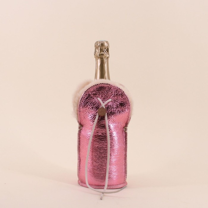 Étui champagne peau de mouton rose | Hashtag Déco
