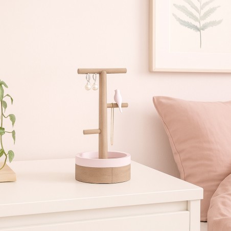 Porte bijoux en bois rose 24cm | Hashtag Déco