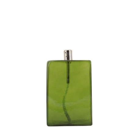 Lampe à huile cube verre soufflé vert | Hashtag Déco