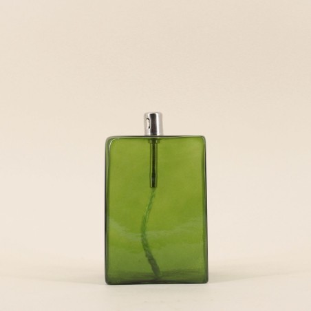 Lampe à huile cube verre soufflé vert | Hashtag Déco
