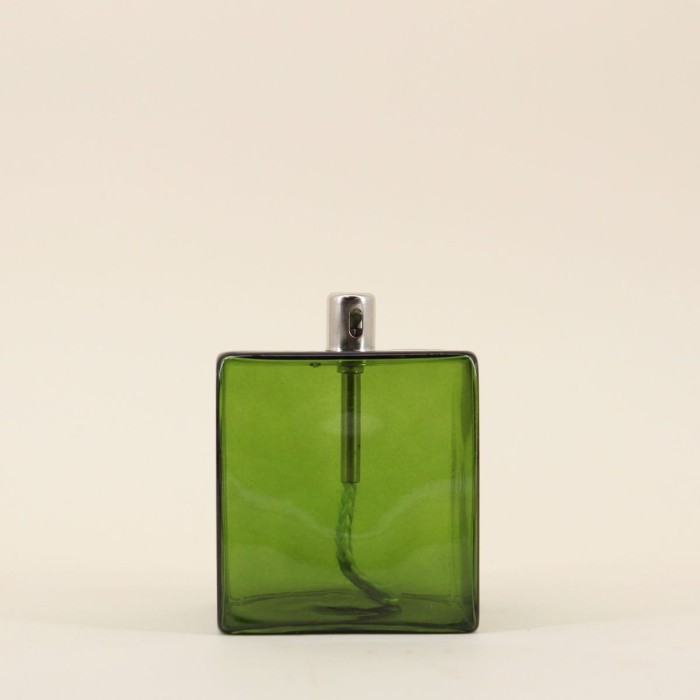 Lampe à huile verre vert soufflé 10cm | Hashtag Déco