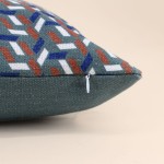 Coussin extérieur tissu motifs géométriques bleu 30x50 | Hashtag Déco