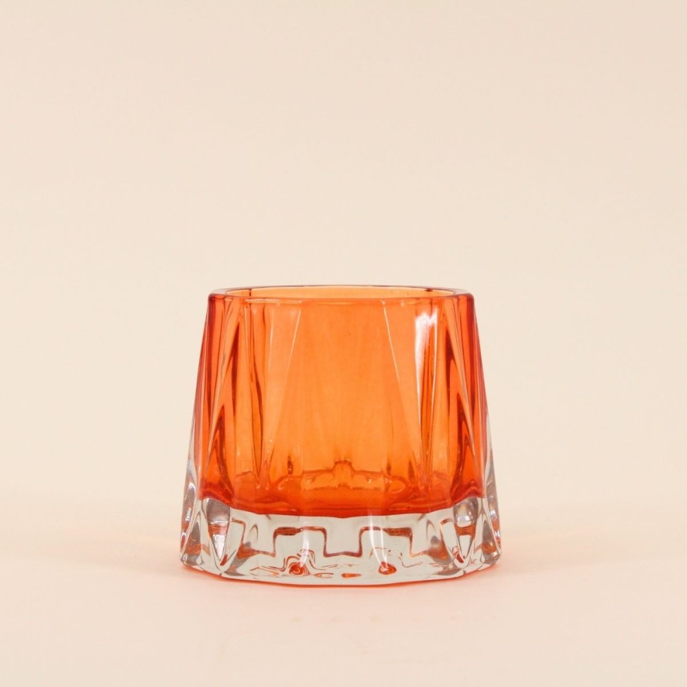 Photophore en verre facetté 14x8 cm | Hashtag Déco