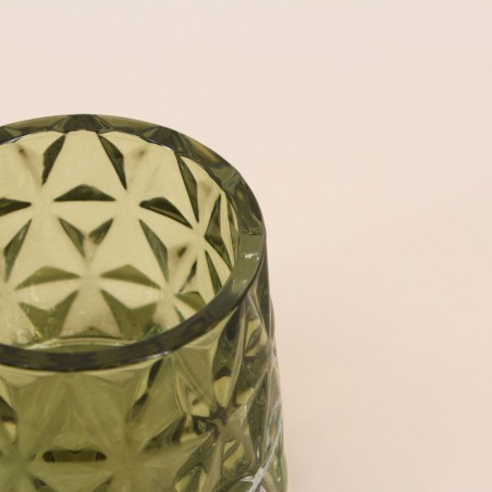 Photophore en verre facetté 14x8 cm | Hashtag Déco