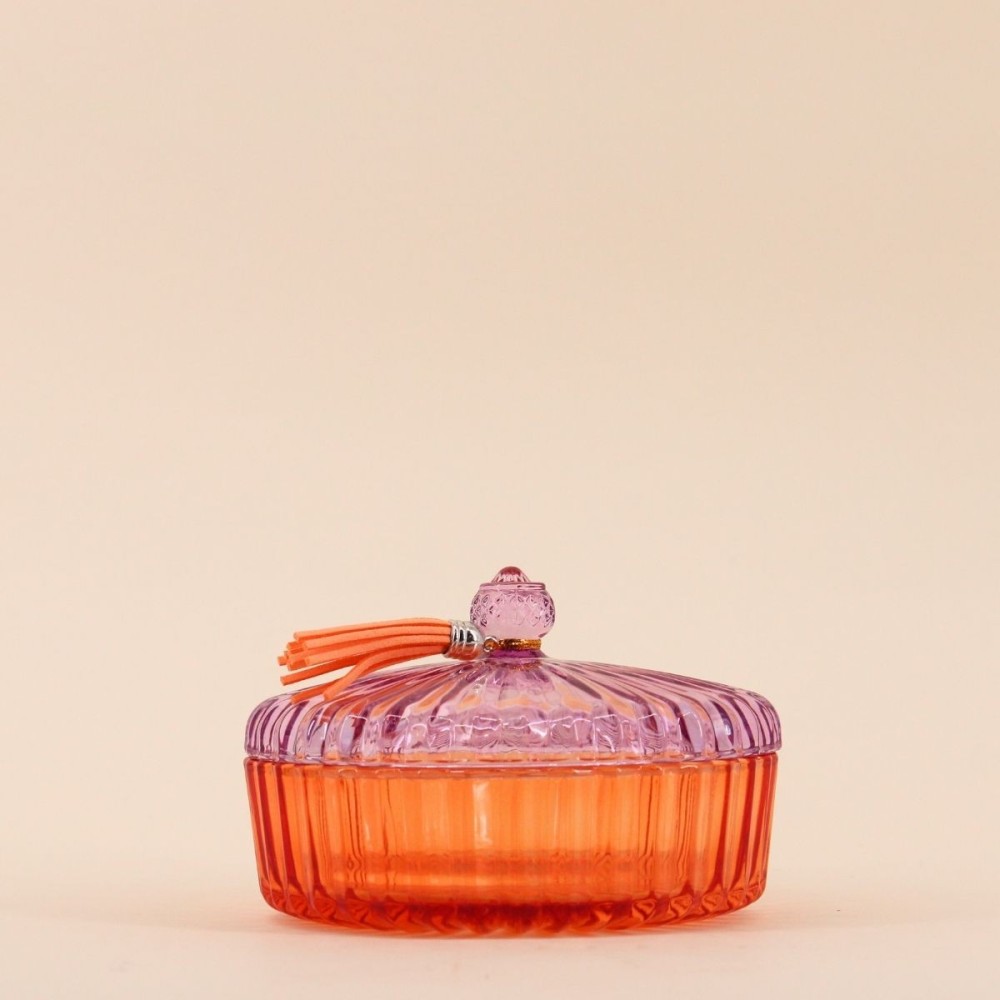 boîte en verre strié coloré 14x8cm chic et pratique | Hashtag Déco