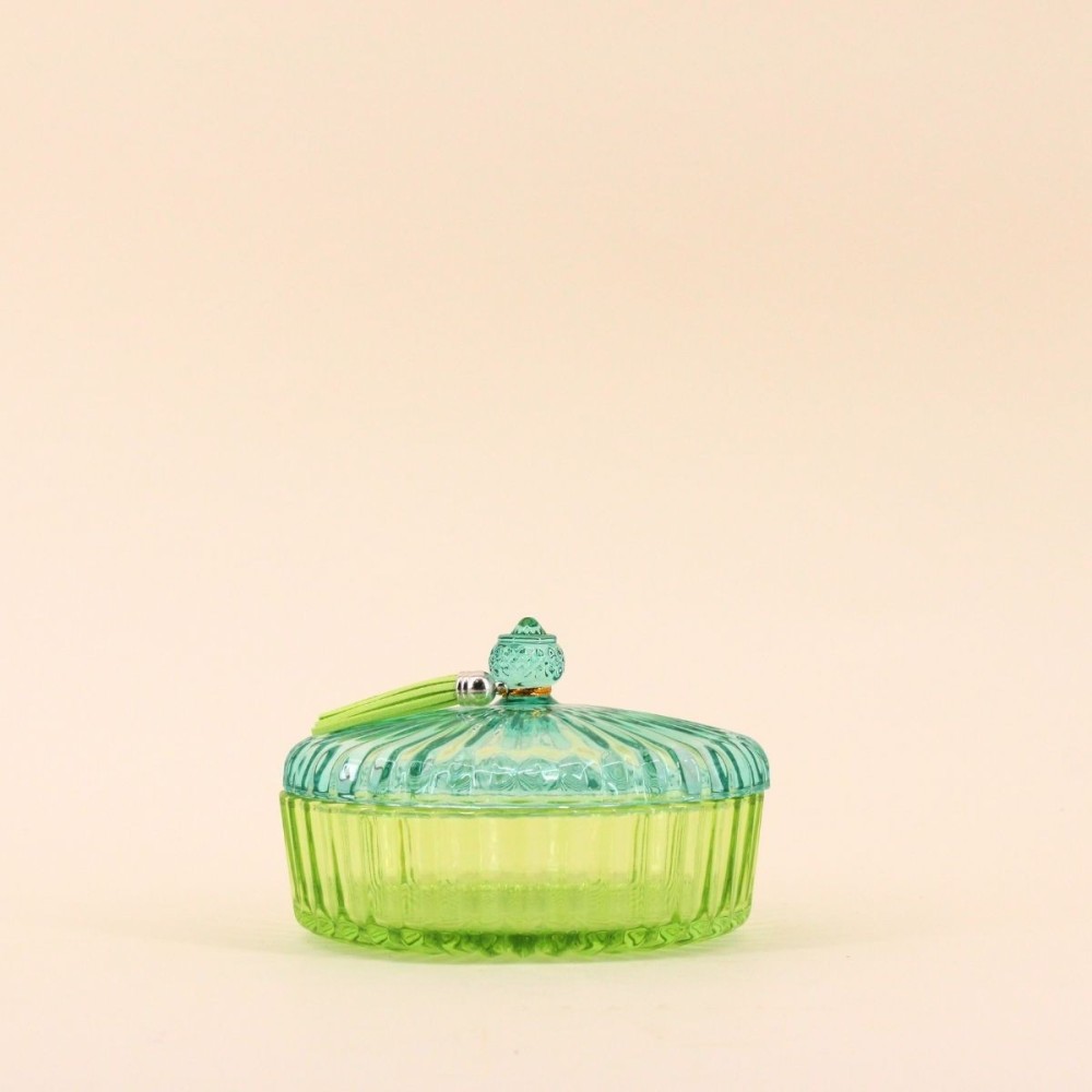 boîte en verre strié coloré 14x8cm chic et pratique | Hashtag Déco