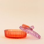 boîte en verre strié coloré 14x8cm chic et pratique | Hashtag Déco