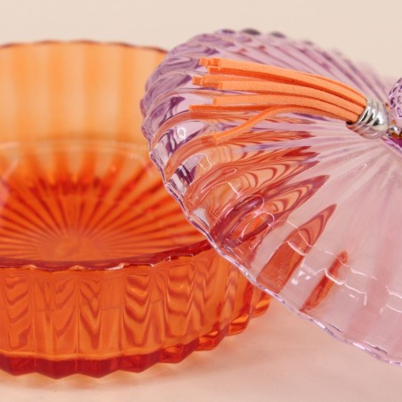 boîte en verre strié coloré 14x8cm chic et pratique | Hashtag Déco