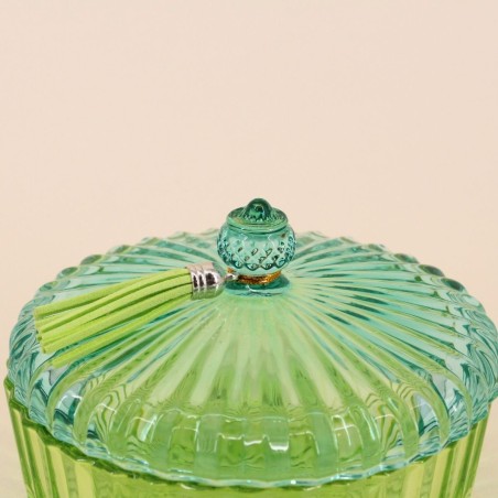 boîte en verre strié coloré 14x8cm chic et pratique | Hashtag Déco