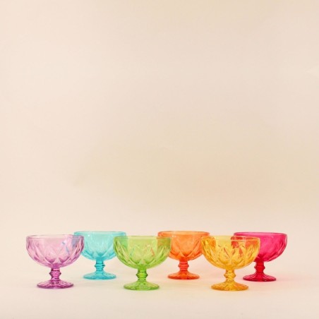 Set de 6 coupes verre coloré à facettes | Hashtag Déco