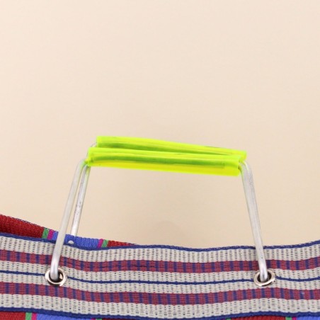 Sac shopper violet plastique "Be Happy" 35x45 | Hashtag Déco