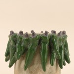 Cache pot céramique vert relief d21x17cm | Hashtag Déco