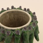 Cache pot céramique vert relief d21x17cm | Hashtag Déco